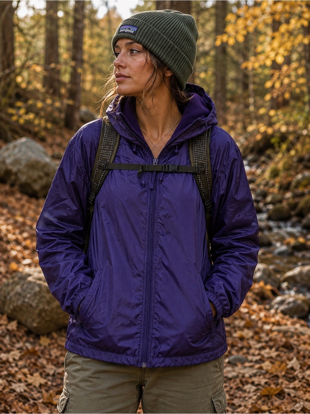 Totes Purple Fleece Lined Hooded Rain Jacket Windbreaker Women’s L Vintage